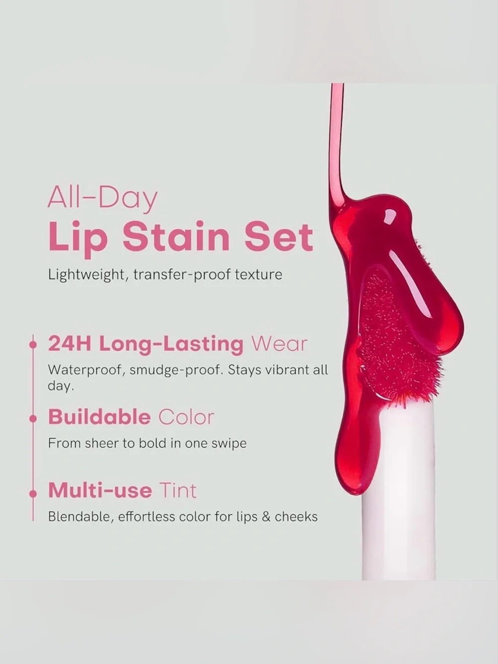 BayFree Hydrating Lip Tint Set of 4 - Cherry, Watermelon, Strawberry and Apple
